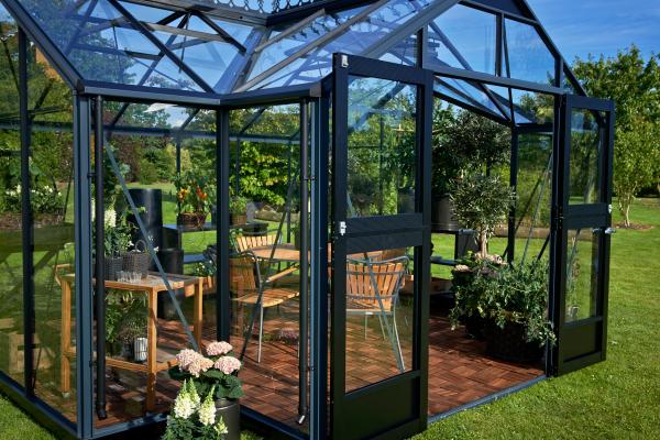 Juliana Orangeri 15,2 m² anthrazit/schwarz 3 mm gehärtetes Glas